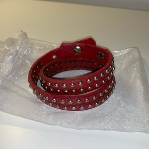 Leather Red Wrap Bracelet